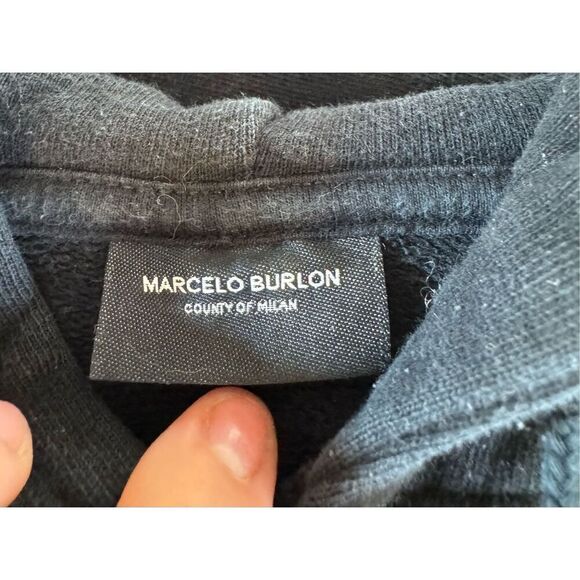 Marcelo Burlon RARE County of Milan Artistic Hooded Sweatshirt Small Men's - Picture 5 of 9